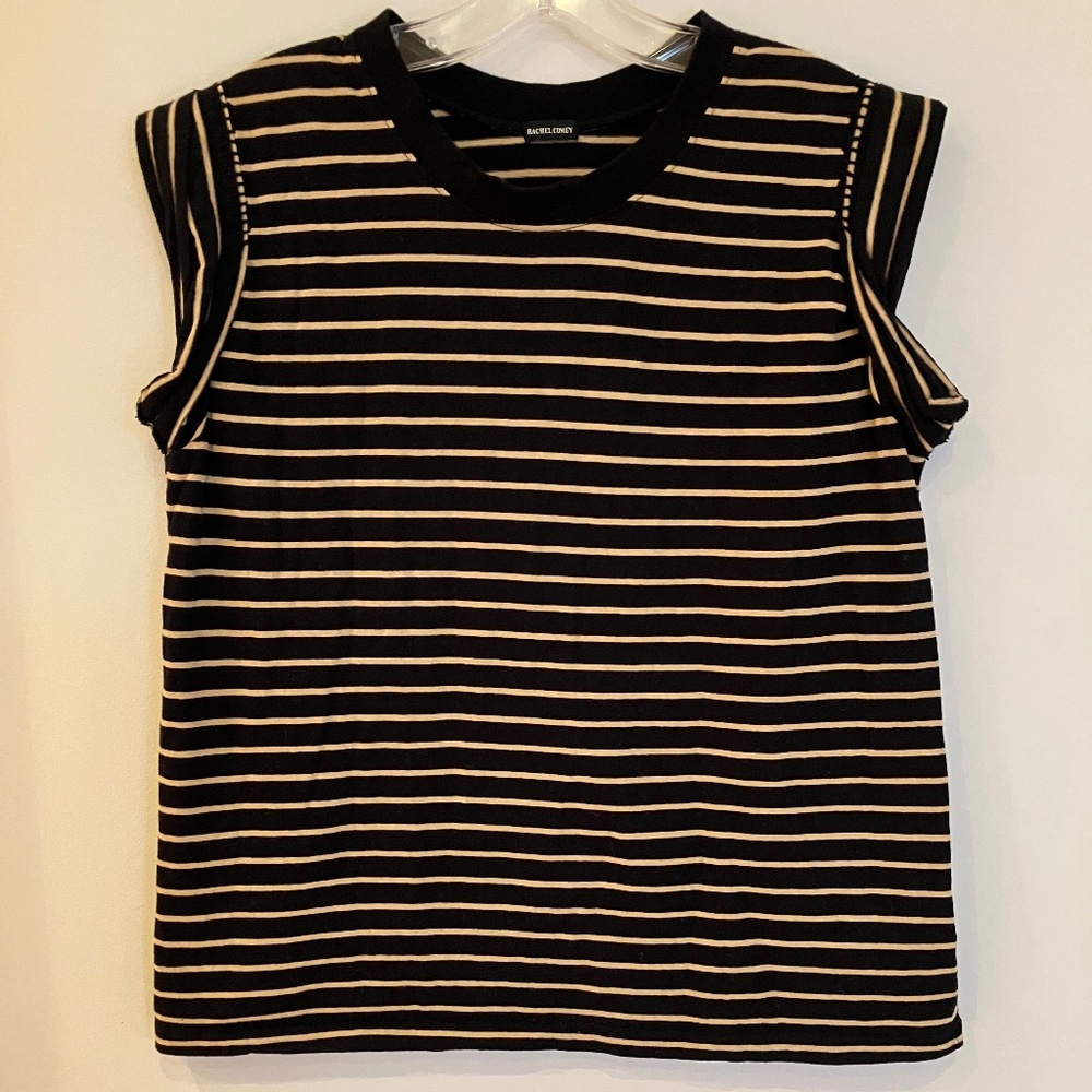 Rachel Comey Black and Beige Striped Top Size S